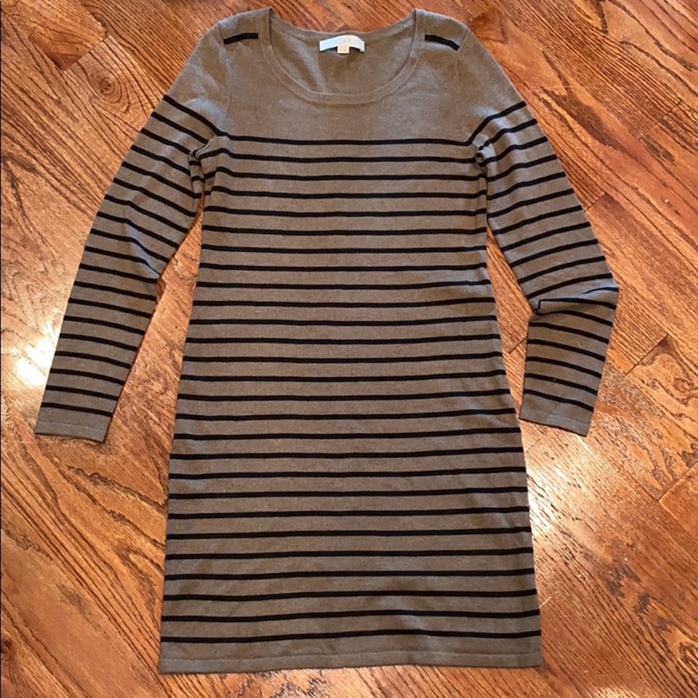 Striped Fitted Sweater Dress